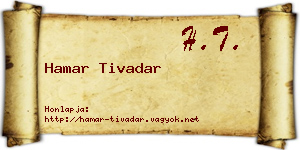 Hamar Tivadar névjegykártya